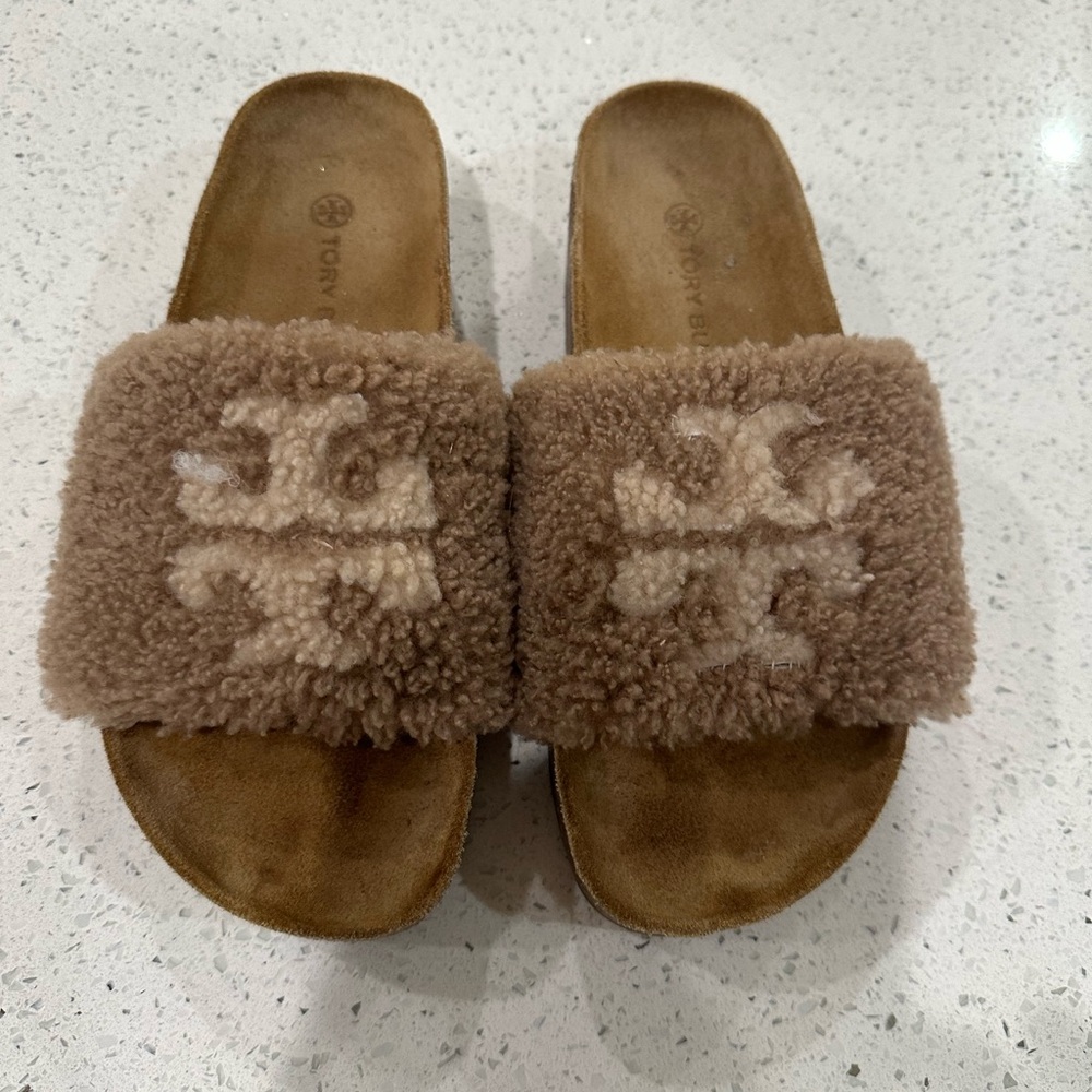 Tory Burch Double T Shearing Slide Sandal Size 9